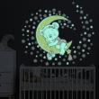 Wall decals for kids - Stickers glow in the dark teddy bear girl on the moon - ambiance-sticker.com