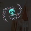 Wall decals for kids - Wall decals glow in the dark ballerina panda and 70 hearts - ambiance-sticker.com