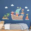 Wall decals pirate  - Wall decal pirates conquering treasure island - ambiance-sticker.com