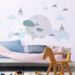 Animals wall decals - Wall decals whale planets - ambiance-sticker.com