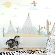 Wall decals teepee - Wall decal teepee and cactus - ambiance-sticker.com