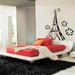 Paris wall decals - Eiffel tower surrounded by flowers - ambiance-sticker.com