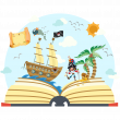 Wall decals for kids - Pirate and his boat wall decal - ambiance-sticker.com