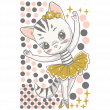 Wall decals for kids - Wall decals ballerina cat + 100 colored circles - ambiance-sticker.com
