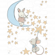 Wall decals for kids - Rabbit and mouse in the starry sky wall decal - ambiance-sticker.com