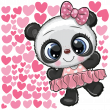 Wall decals for kids - Wall decals ballerina panda and 70 hearts - ambiance-sticker.com