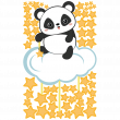 Wall sticker Names - Wall sticker panda on the cloud with 50 stars - ambiance-sticker.com