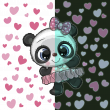Wall decals for kids - Wall decals glow in the dark ballerina panda and 70 hearts - ambiance-sticker.com