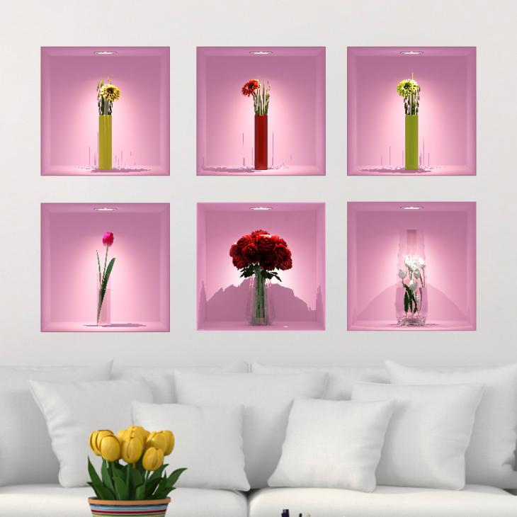 Wall decals for doors - Wall 3D Flowers - ambiance-sticker.com