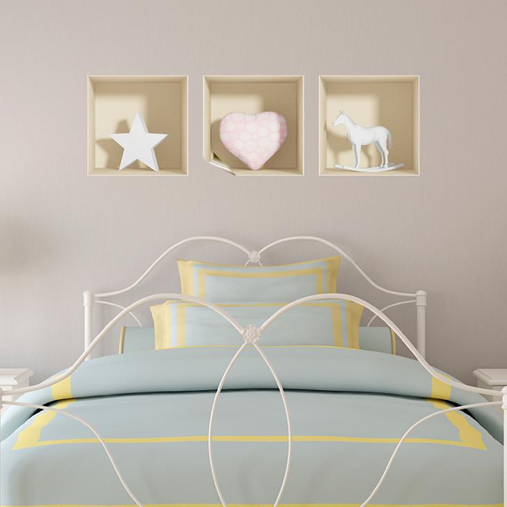 Wall decals for doors - Wall 3D Decoration with heart - ambiance-sticker.com