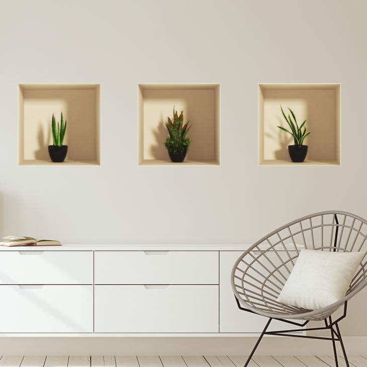 Wall decals 3D - Wall sticker 3D effect indoor plants - ambiance-sticker.com