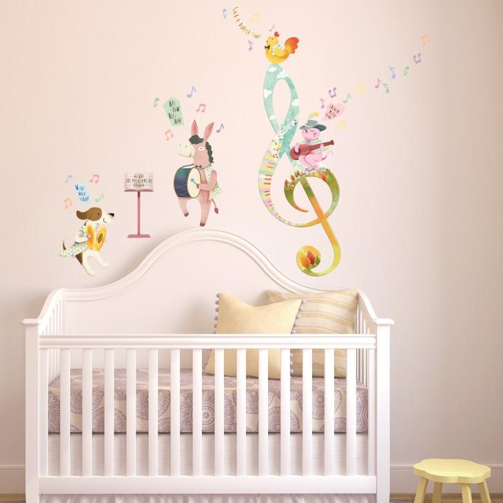 Funny animals being musicians wall decals - ambiance-sticker.com