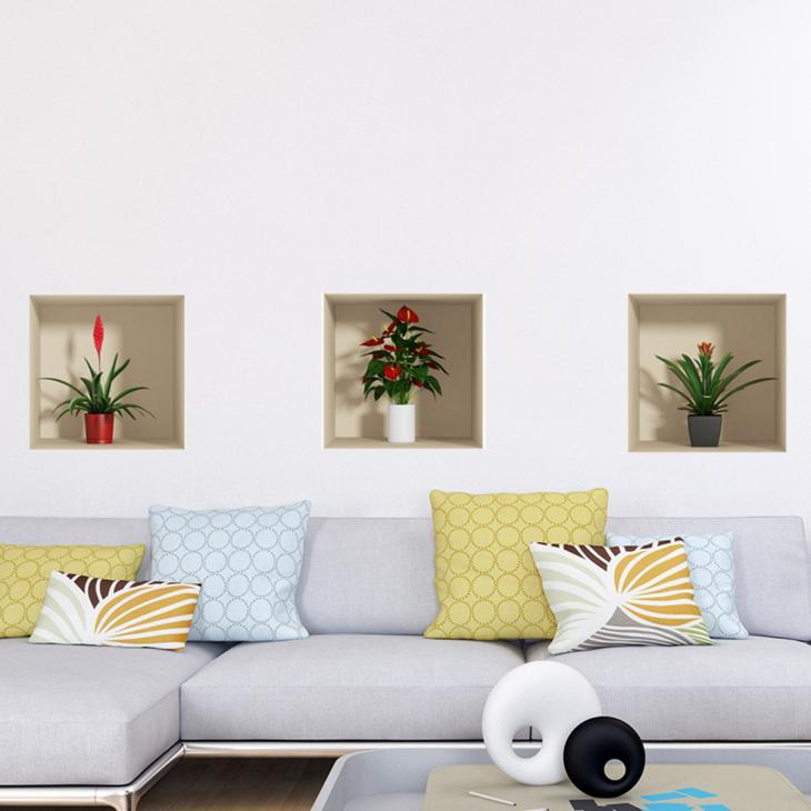 Wall decals 3D - Wall 3D Wall decal 3D Exotic plants - ambiance-sticker.com
