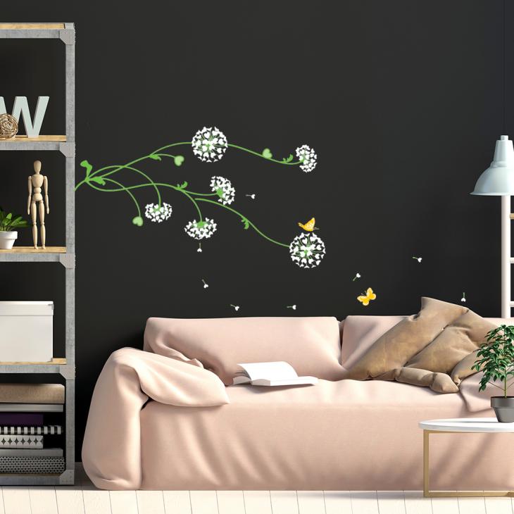 Flowers wall decals - Wall decal Flower stems trimmed - ambiance-sticker.com