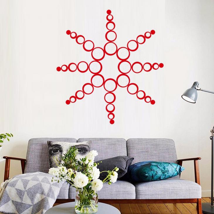 Wall decals for doors - Wall 3D Red 3D plastic rings - pack of 6 - ambiance-sticker.com