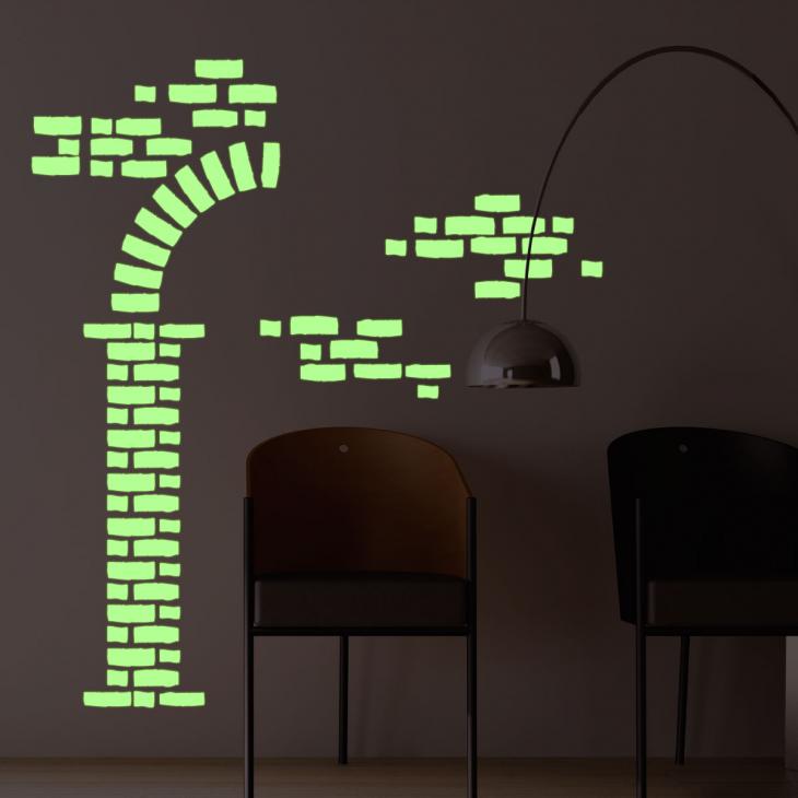 Phosphorescent  wall decals -  Wall decal Glow in the dark Bricks - ambiance-sticker.com