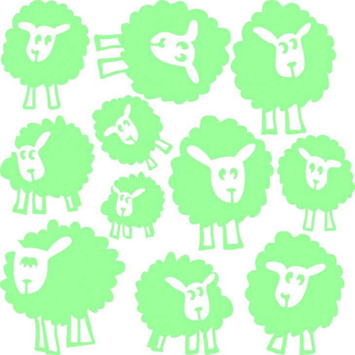 phosphorescent wall decals - Wall decal The sheeps - ambiance-sticker.com
