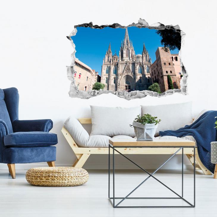 Wall decals landscape - Wall decal Landscape Sagrada Familia Cathedral - ambiance-sticker.com
