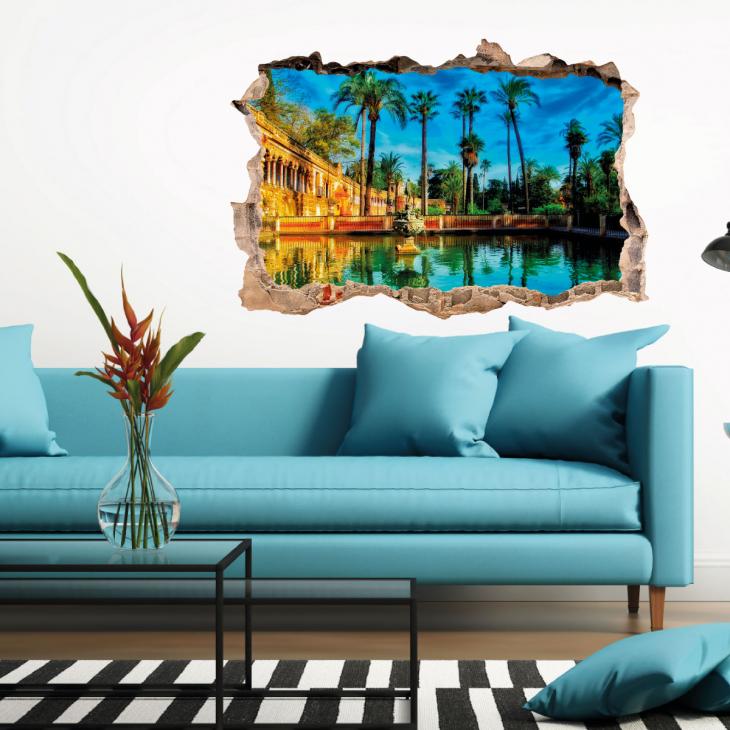 Wall decals landscape - Wall decal Landscape garden of the Alcazar of Seville - ambiance-sticker.com
