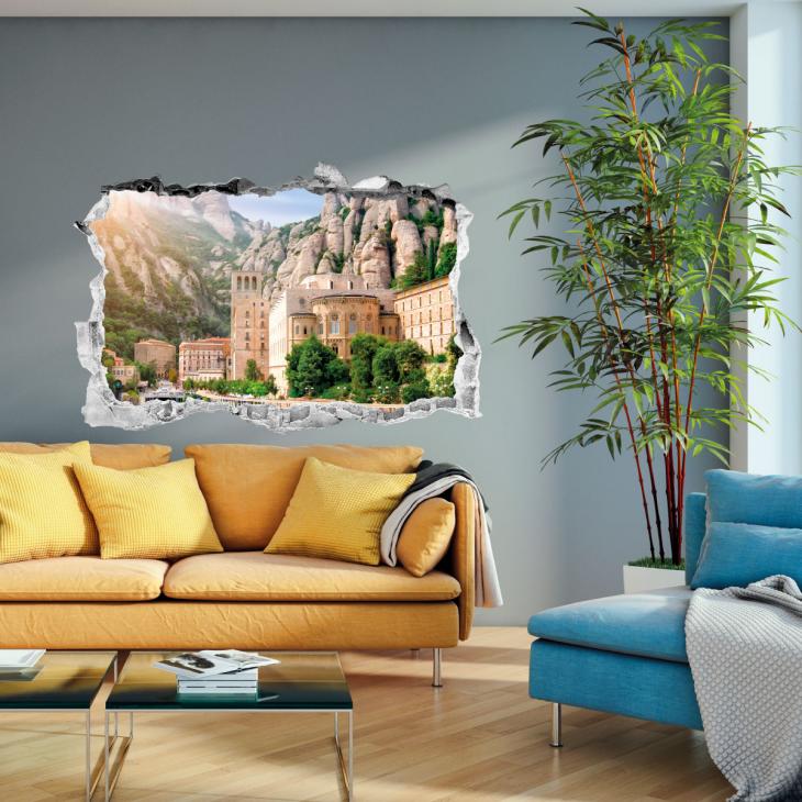 Wall decals landscape - Wall decal Landscape Monasterio de Montserrat de Barcelona - ambiance-sticker.com