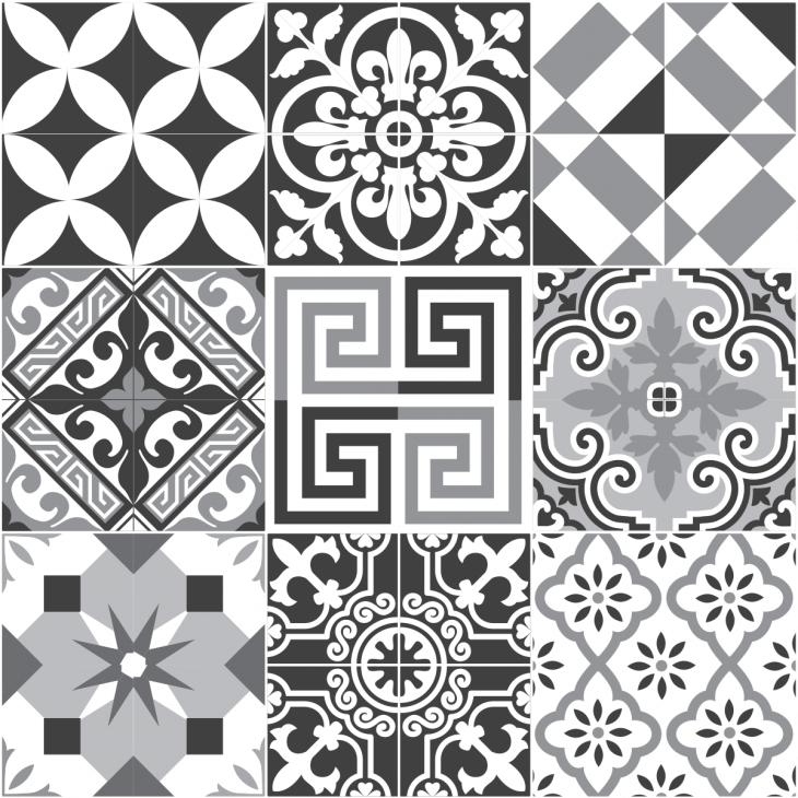 wall decal cement tiles - 9 wall stickers cement tiles azulejos luisito - ambiance-sticker.com