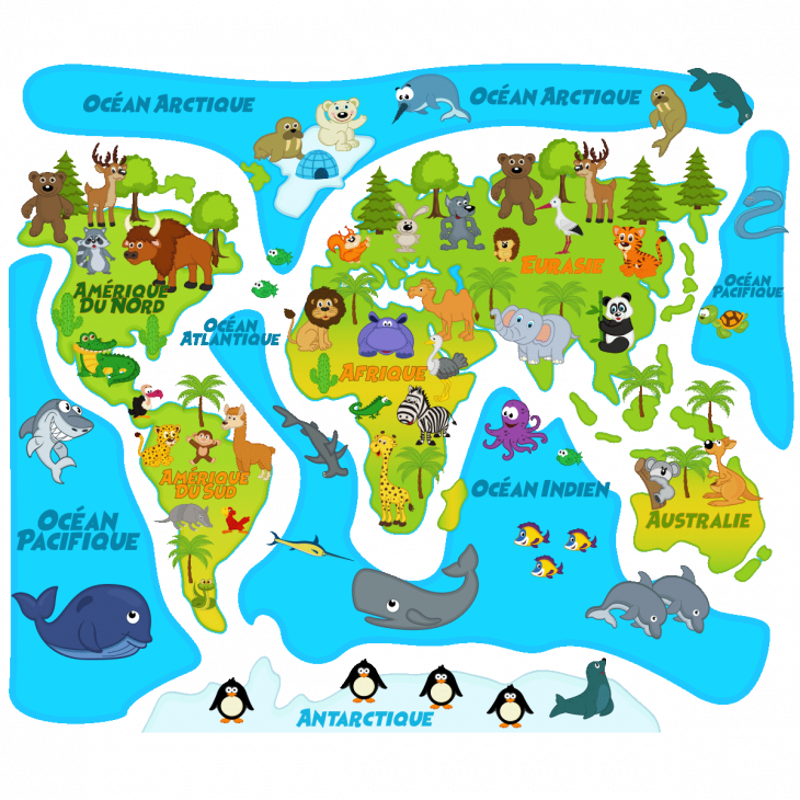 Wall decals for kids - Wall decal colored baby world map - ambiance-sticker.com