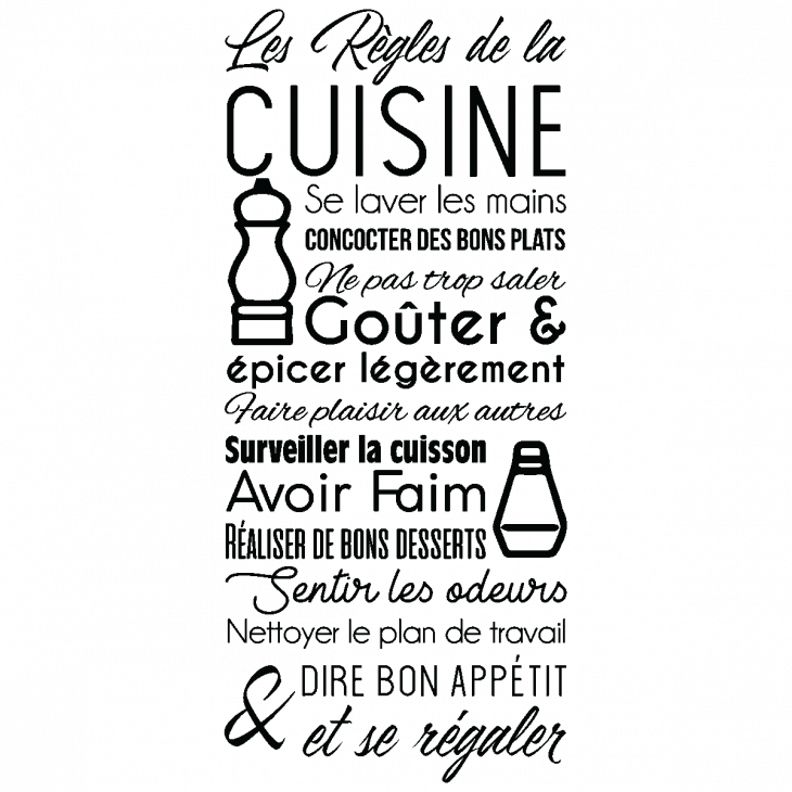 Wall decals with quotes - Quote wall decal les règles de la cuisine decoration - ambiance-sticker.com