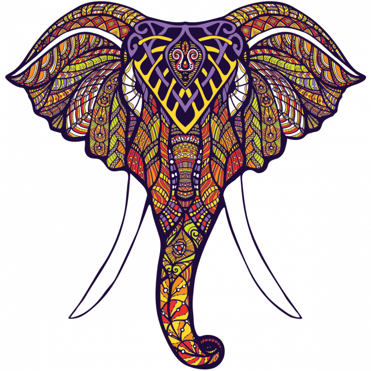 Wall decals ethnic design - Wall decal elephant head - ambiance-sticker.com