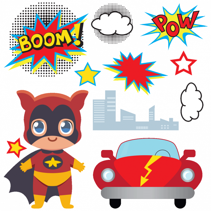 Wall decals for kids - Wall decal superhero boy - ambiance-sticker.com