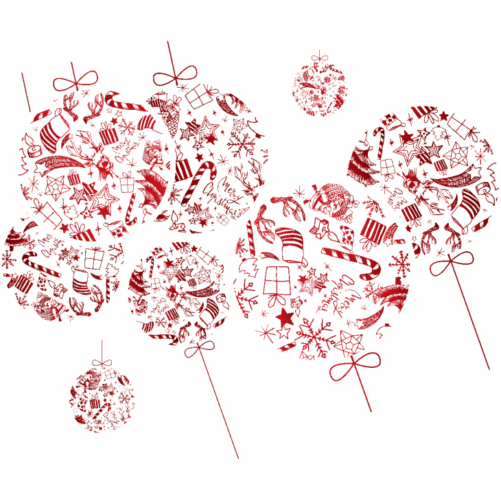 Christmas wall decals - Wall decal Christmas red christmas balls - ambiance-sticker.com
