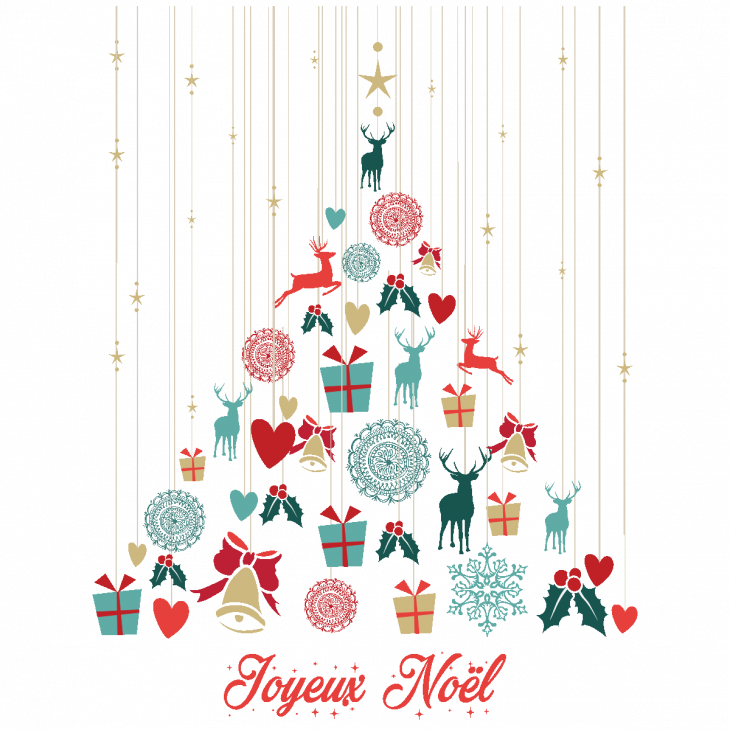 Christmas wall decals - Wall decal Christmas  hanging fir Joyeux Noël - ambiance-sticker.com
