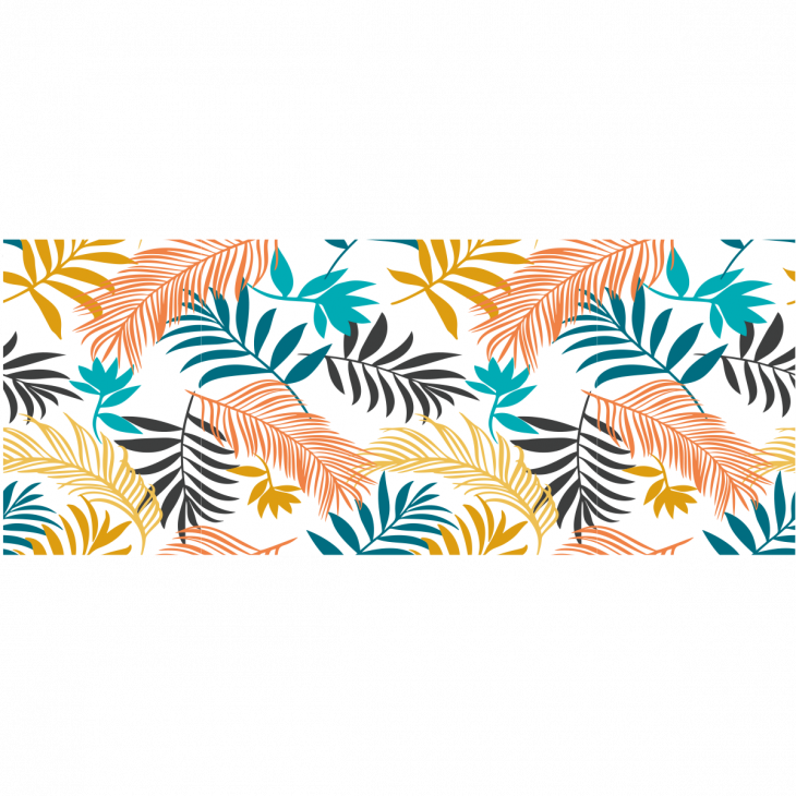Blackout wall decals - Blackout and privacy sticker for window 1 meter x 40 cm colorful palm leaves - ambiance-sticker.com