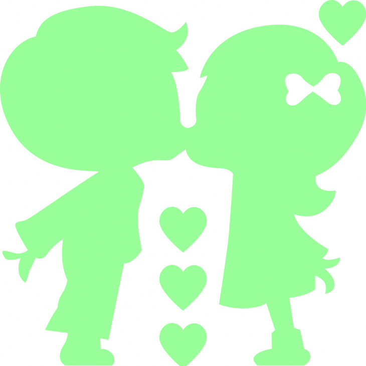 Love  wall decals - Wall decal Children kissing with hearts - ambiance-sticker.com
