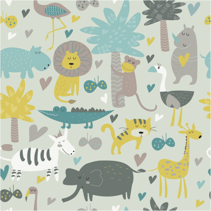 Wall decal children's room  tapestry Wall decal children's room  tapestry tropical animals - ambiance-sticker.com