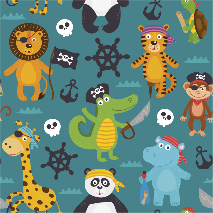 Wall decal children's room  tapestry Wall stickers children's room  tapestry pirate animals - ambiance-sticker.com