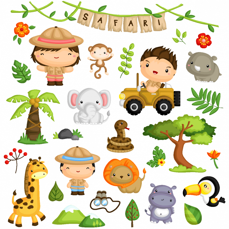 Wall decals for kids - Wall decal journey in the safari - ambiance-sticker.com