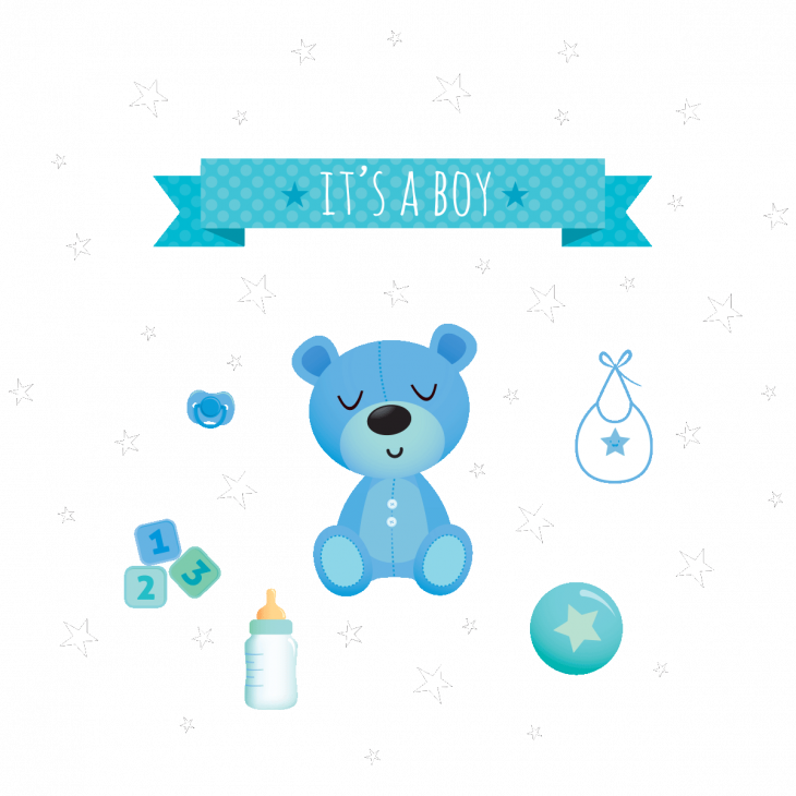 Wall decals for kids - Wall decals baby shower teddy bear boy - ambiance-sticker.com