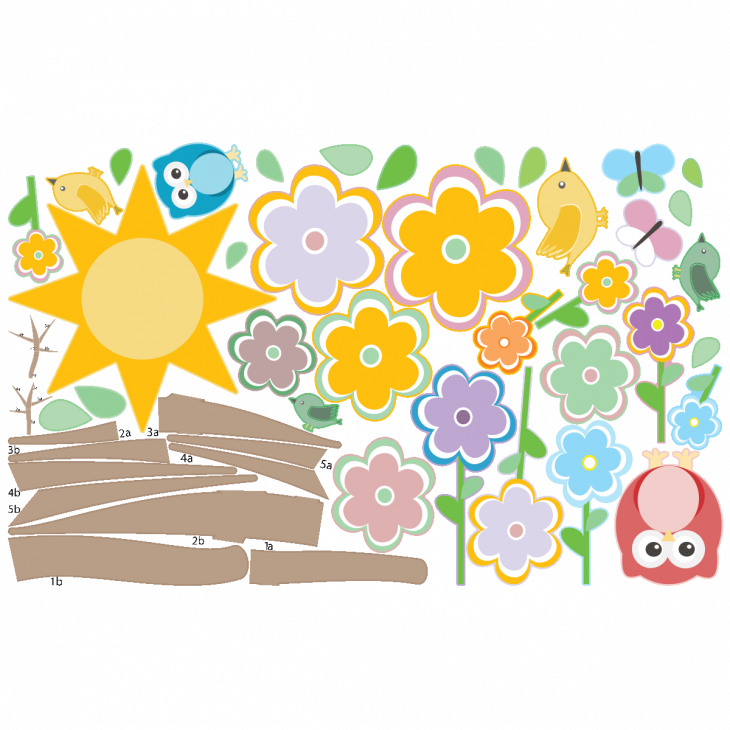 Flower wall decals - Wall decals child trees, flowers and owls - ambiance-sticker.com