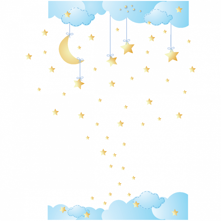 Stickers children city Wall decals stars and clouds in the sky - ambiance-sticker.com