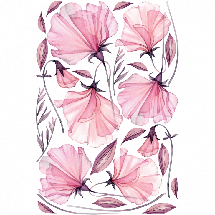 Flower wall decals - Spring pink flowers stickers - ambiance-sticker.com