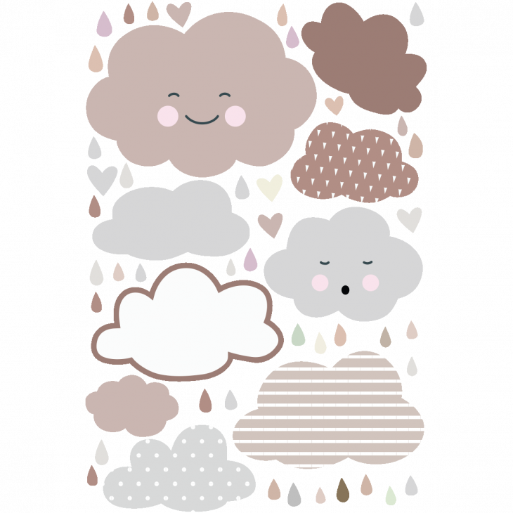 Wall decals clouds - Wall decal clouds and hearts from the sky - ambiance-sticker.com