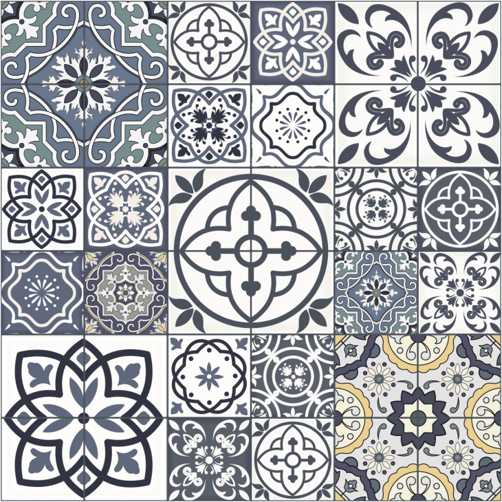 Wall decal tiles floor tiles - Wall stickers cement floor tiles non-slip Romana - ambiance-sticker.com