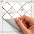 vinilos material baldosas de cemento - 9 vinilos azulejos Efecto mármol con diamantes dorados - ambiance-sticker.com