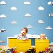 Vinilos infantiles de paredes - Pack de 10 pegatinas de metal plateado 3D de nubes de papel - ambiance-sticker.com