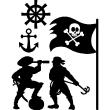 Vinilos infantiles de paredes - Vinilo Dos piratas a bordo - ambiance-sticker.com