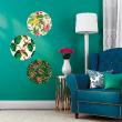3 círculos decorativos florales Con las aves - ambiance-sticker.com