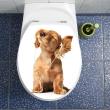 Vinilos decorativos de WC - Vinilo matando excusado con cachorro que escucha la música - ambiance-sticker.com