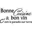 Vinilos decorativos para la cocina - Vinilo decorativo Bonne cuisine et bon vin, c'est le repas du paradis - ambiance-sticker.com