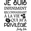 Vinilos con frases -  Pegatina cita je suis infiniment reconnaissant - Jacky Icky - ambiance-sticker.com