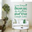 Pegatina de parede citación Live simple, dream big - ambiance-sticker.com
